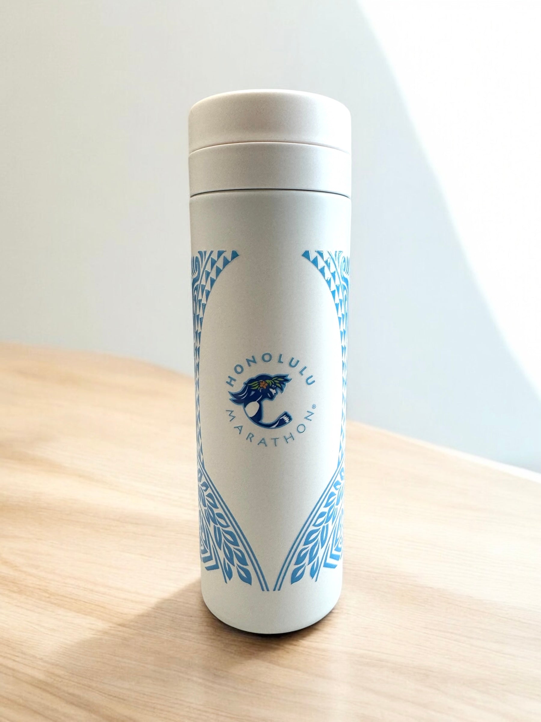 ホノルルマラソンオリジナル・サーモステンレスウォーターボトル(500ml)<br>ポリネシアンアート+King’s Runnerロゴ