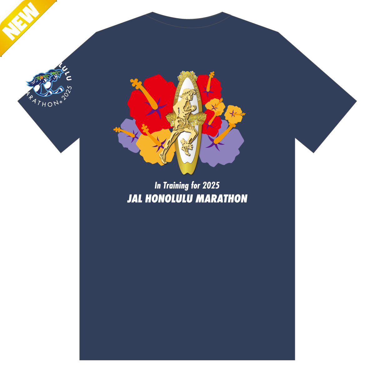 【ニューバランス製】<br>JALホノルルマラソン 2025<br>オフィシャルトレーニングTシャツ <br>(ユニバーサルロゴタイプ/ネイビー)