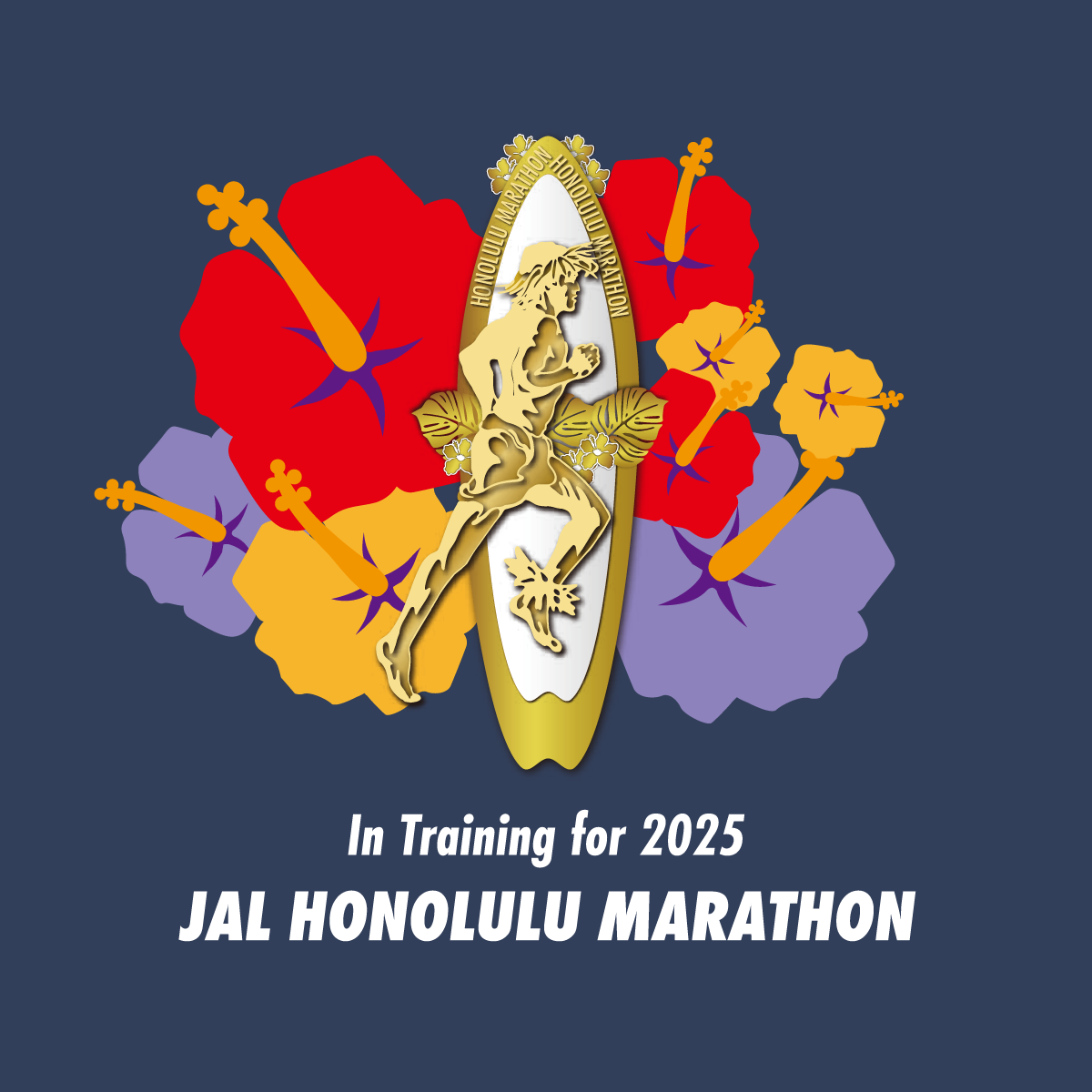 【ニューバランス製】<br>JALホノルルマラソン 2025<br>オフィシャルトレーニングTシャツ <br>(ユニバーサルロゴタイプ/ネイビー)