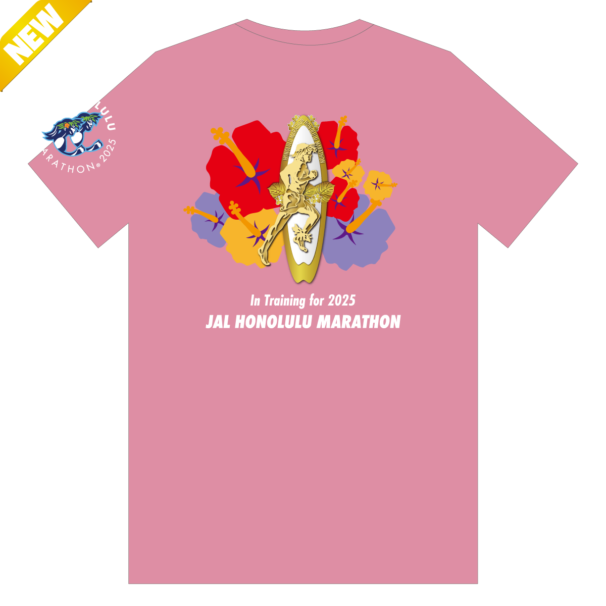 【ニューバランス製】<br>JALホノルルマラソン 2025<br>オフィシャルトレーニングTシャツ <br>(ユニバーサルロゴタイプ/ピンク)
