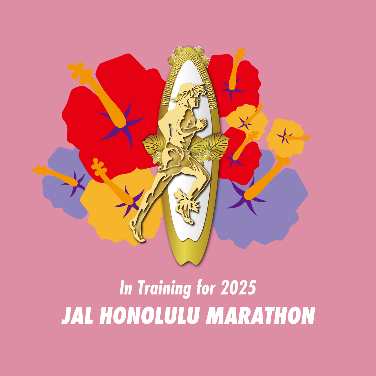 【ニューバランス製】<br>JALホノルルマラソン 2025<br>オフィシャルトレーニングTシャツ <br>(ユニバーサルロゴタイプ/ピンク)