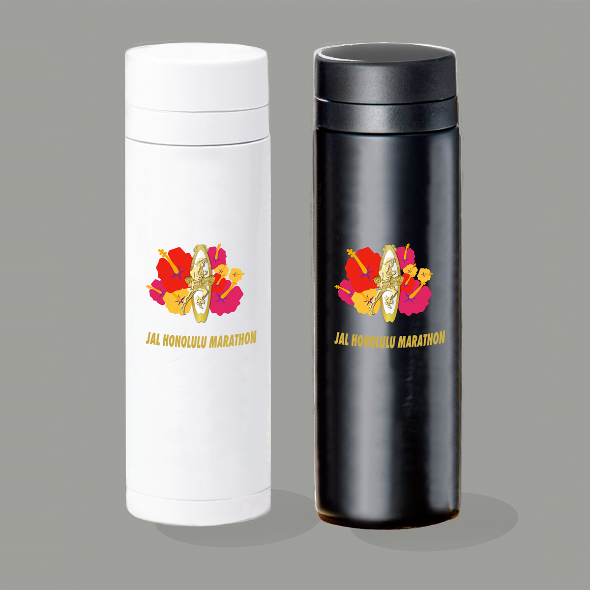 JALホノルルマラソンオリジナル サーモステンレスウォーターボトル(500ml)<br>サーフボードデザイン