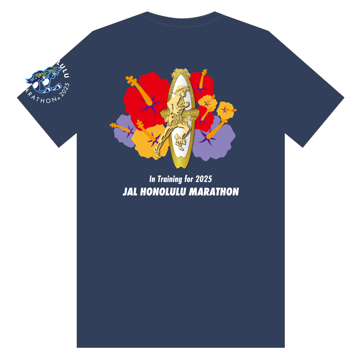 【ニューバランス製】<br>JALホノルルマラソン 2025<br>オフィシャルトレーニングTシャツ <br>（ユニバーサルロゴタイプ/ネイビー）
